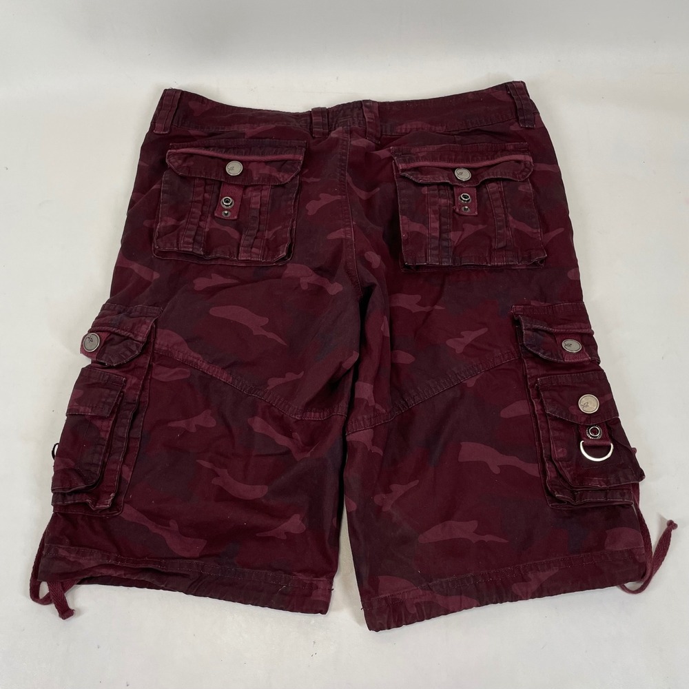 Xray Jeans Mens Burgundy Camo‎ Cargo Shorts Size 30 Tactical Utility Maroon